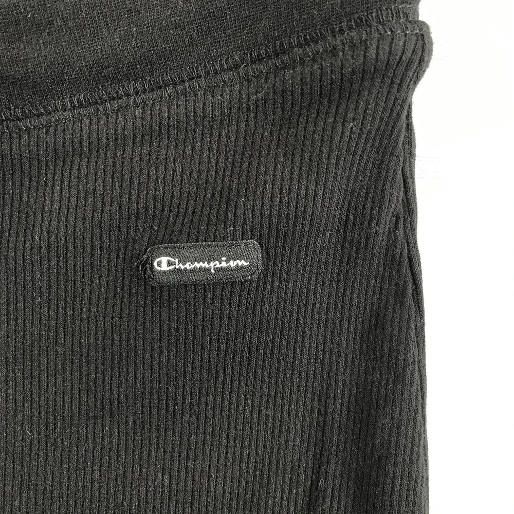 Vintage Champion Sweatpants Womens M Black Rib Knit Cropped Lounge Elastic Waist - Picture 2 of 12